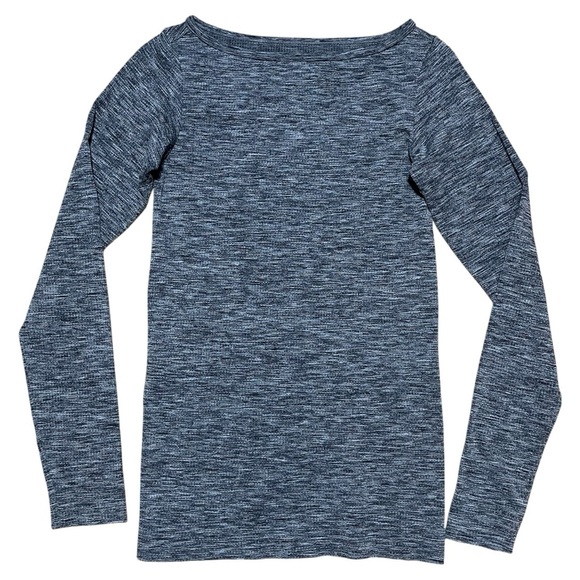 Athleta Wm’s Renew Ballerina Neckline Longsleeve Top In Gray Heather Sz M - Picture 1 of 9